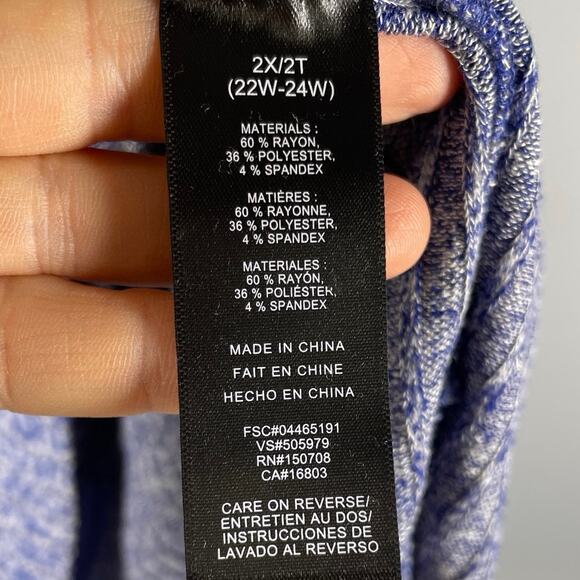 Studio 1886, Size 2X, Blue & White Rib Knit Sweater, Super Soft, Variated Knit - Picture 3 of 6